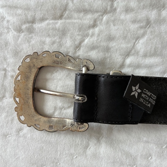 Vintage Brighton Black Leather Belt Sz M - Picture 4 of 6